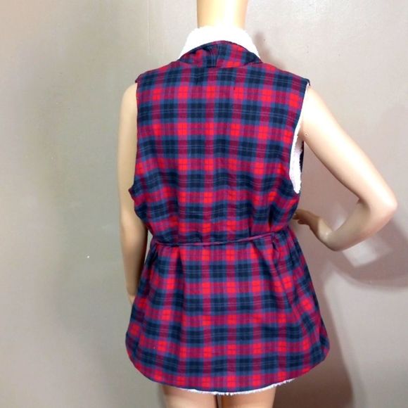 J.Roberts cotton, light flannel over teddy bear lining Vest, sz S - Picture 3 of 5